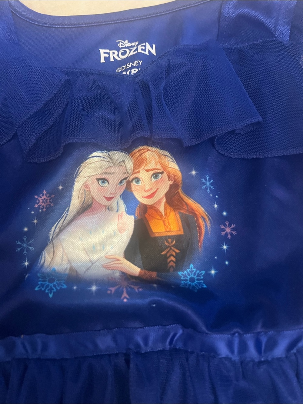 Disney Frozen Girls Elsa & Anna Blue Princess Dress Or nightgown Size M (8) - Picture 7 of 10
